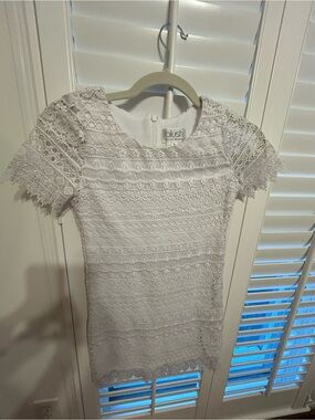 Blush White Crochet Lace Short Dress